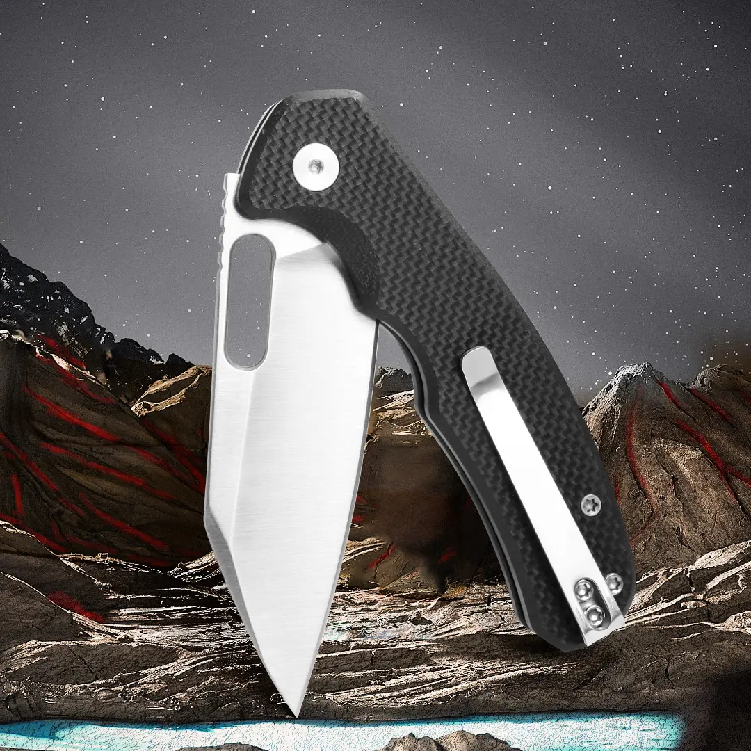 IOKO Portable Pocket Folding Knife - D2 Blade, G10 Handle Tactical Survival Tool for Bushcrafting, Hiking, Fishing & Everyday Kitchen/Outdoor Utility Tasks