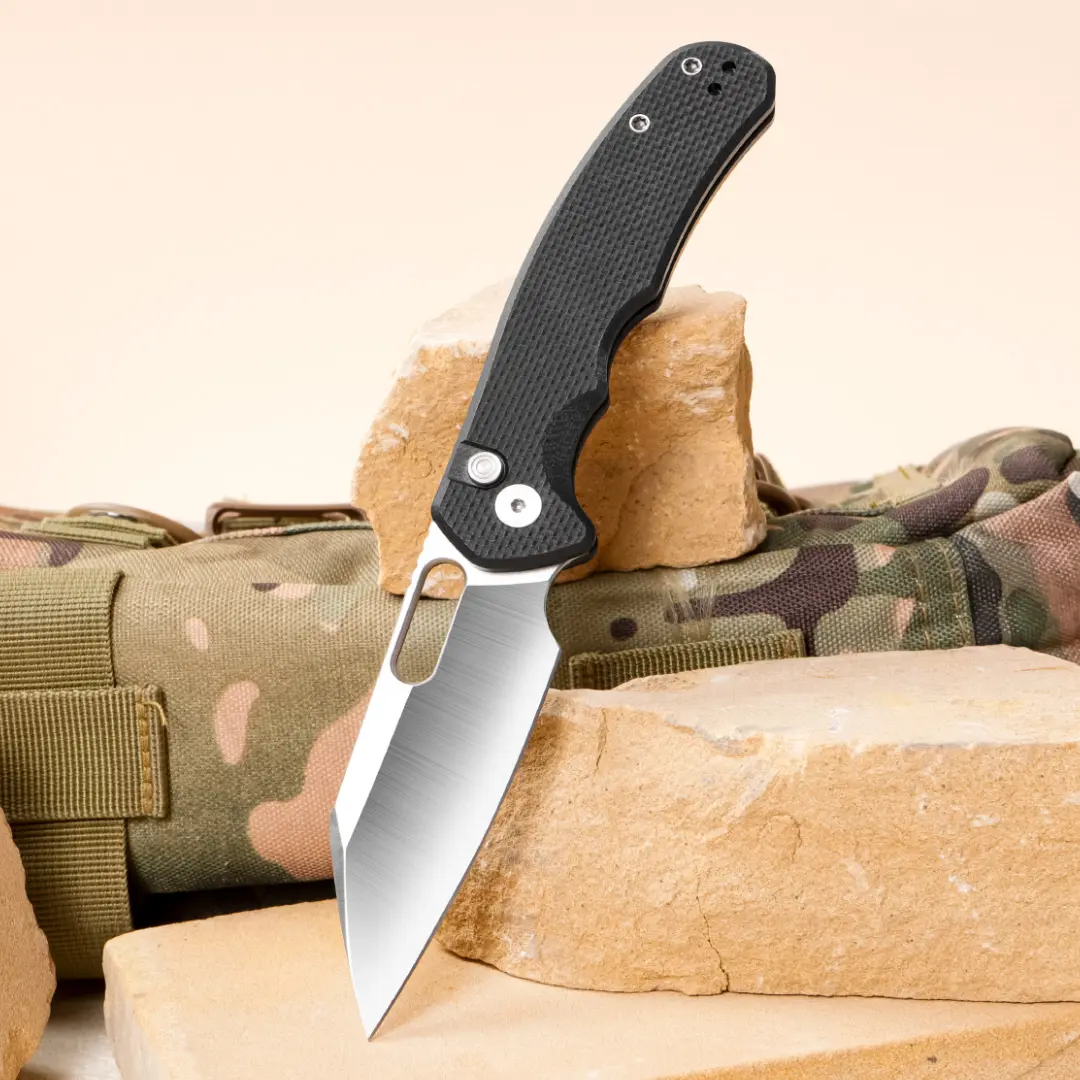 IOKO Portable Pocket Folding Knife - D2 Blade, G10 Handle Tactical Survival Tool for Bushcrafting, Hiking, Fishing & Everyday Kitchen/Outdoor Utility Tasks