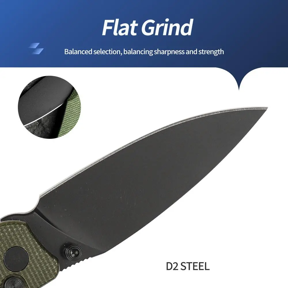 IOKO Folding Kitchen Knife - D2 Steel Rust-Resistant Blade, G10 Handle, Ceramic Bearings, Black Stonewashed Finish, Easy Sharpening, Excellent Detent, Gift Boxed, Indoor and Outdoor Use, Men's Hiking Essential