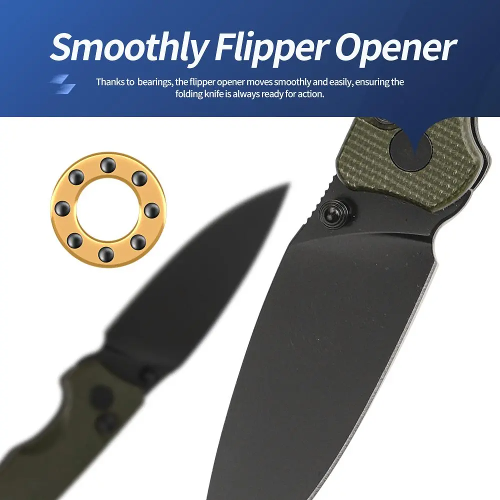 IOKO Folding Kitchen Knife - D2 Steel Rust-Resistant Blade, G10 Handle, Ceramic Bearings, Black Stonewashed Finish, Easy Sharpening, Excellent Detent, Gift Boxed, Indoor and Outdoor Use, Men's Hiking Essential
