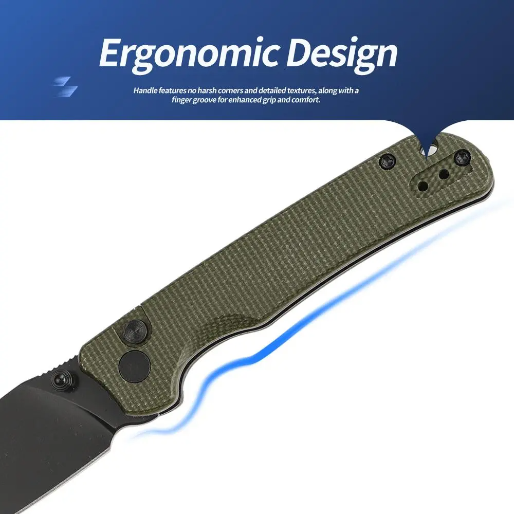 IOKO Folding Kitchen Knife - D2 Steel Rust-Resistant Blade, G10 Handle, Ceramic Bearings, Black Stonewashed Finish, Easy Sharpening, Excellent Detent, Gift Boxed, Indoor and Outdoor Use, Men's Hiking Essential
