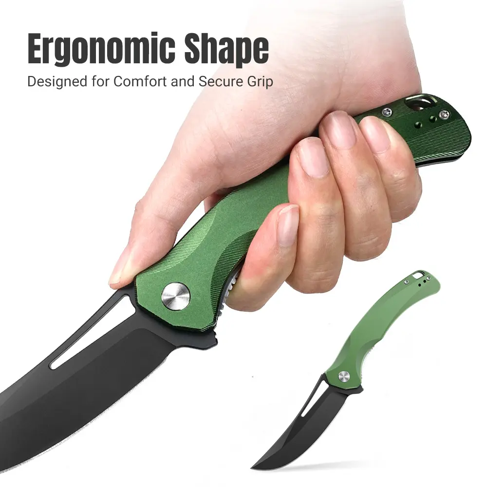 IOKO Folding Kitchen Knife, 3.35" 14C28N Blade, Aluminum Alloy Handle, Ceramic Ball Bearings, Liner Lock, Compact Fold, EDC Gear for Hiking Camping & Outdoor Tasks, Top Gift Choice