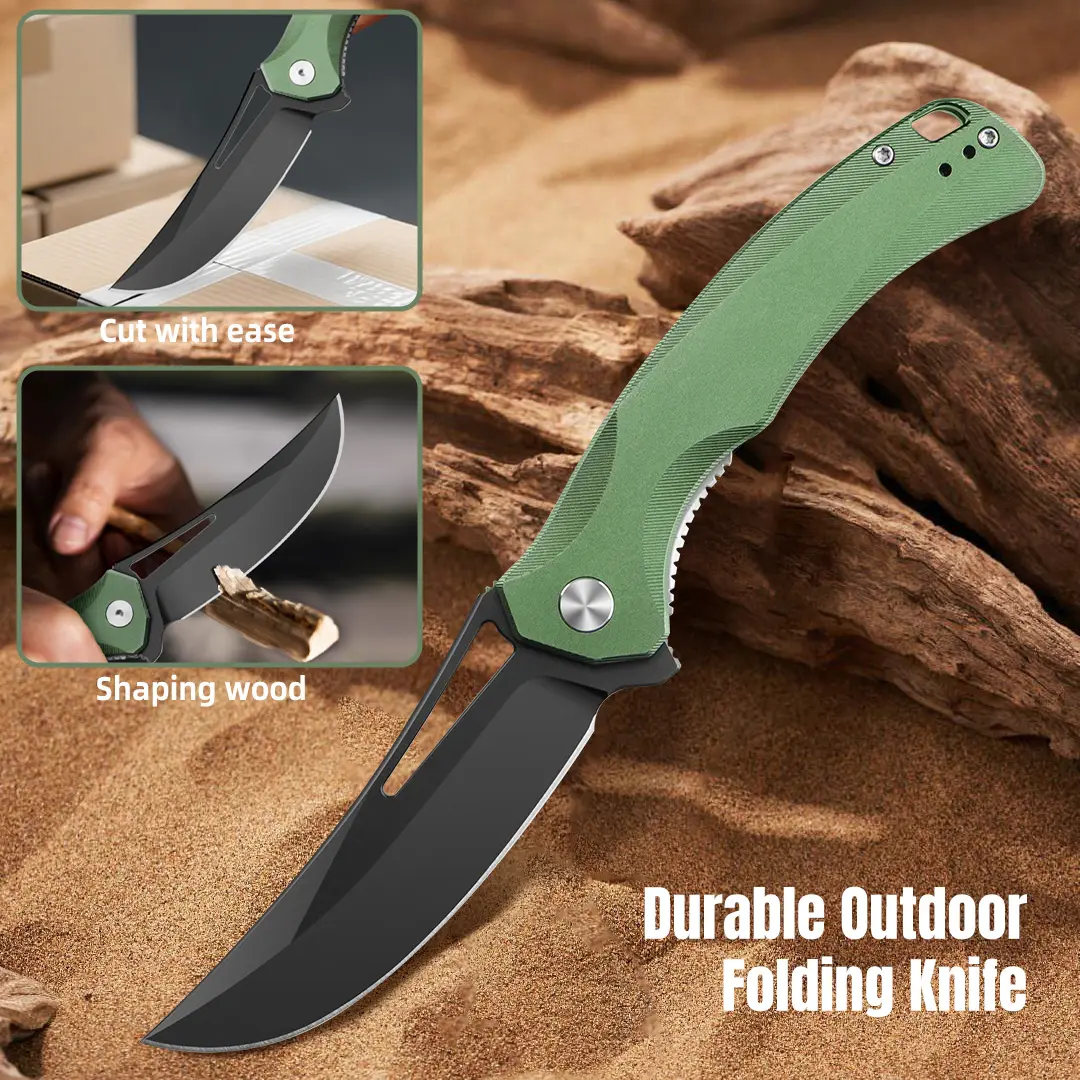 IOKO Folding Kitchen Knife, 3.35" 14C28N Blade, Aluminum Alloy Handle, Ceramic Ball Bearings, Liner Lock, Compact Fold, EDC Gear for Hiking Camping & Outdoor Tasks, Top Gift Choice